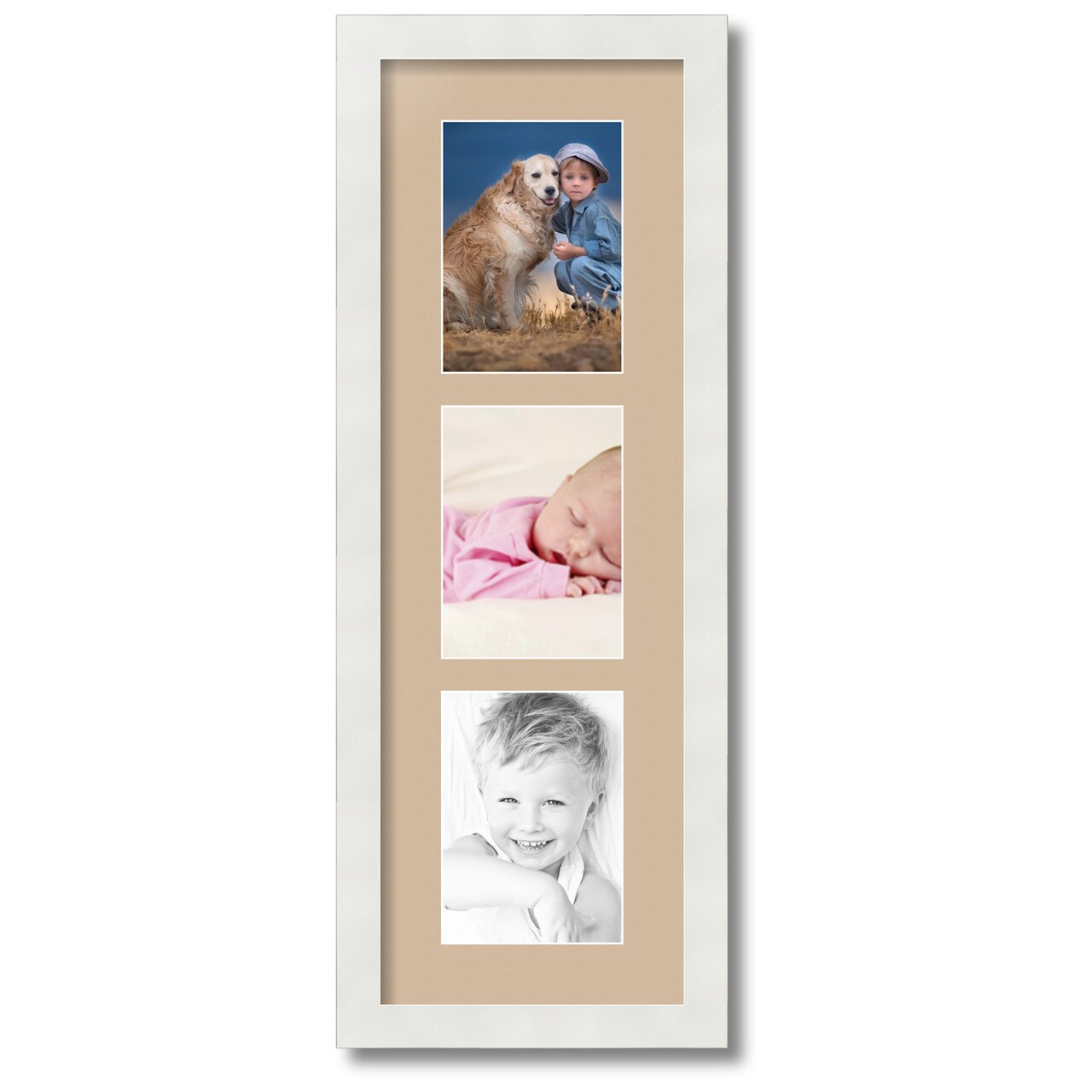 ArtToFrames Collage Photo Picture Frame with 3 - 5x7 inch Openings, Framed in White with Over 62 Mat Color Options and Plexi Glass (CSM-3966-138)